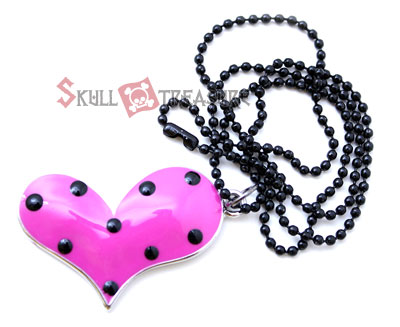 Love Heart Dots Pendant Necklace - Pink